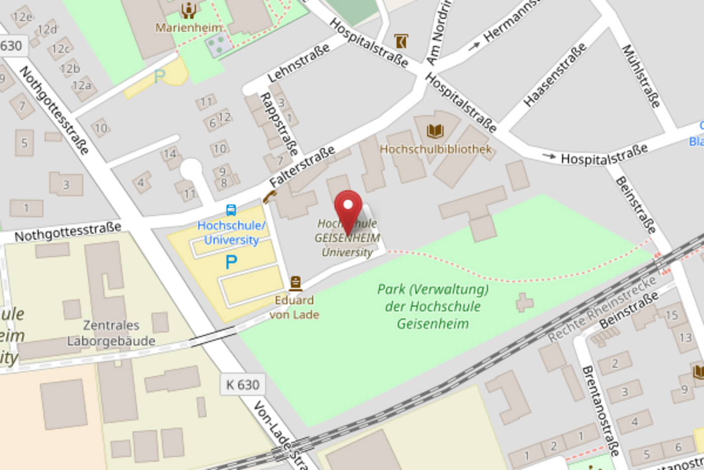 Anfahrt zur Hochschule Geisenheim University